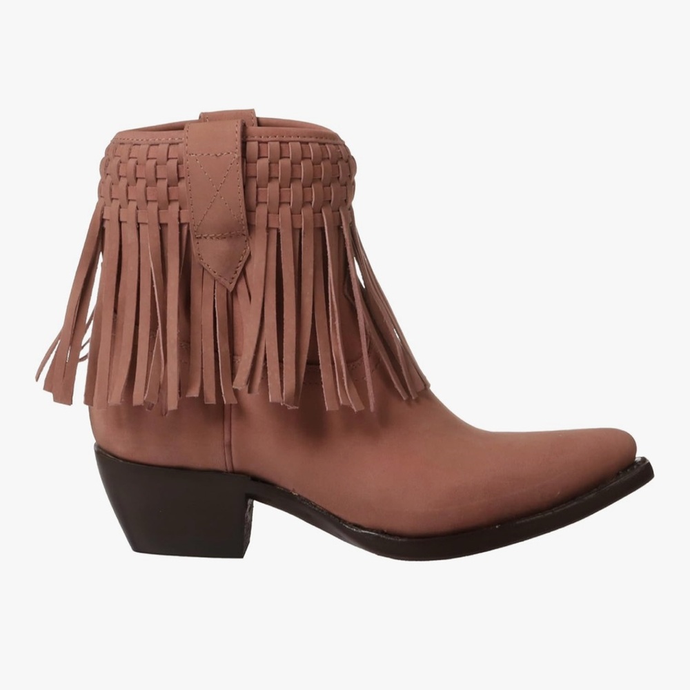 FRYE Nubuck Leather Sacha Short Fringe Boots Rose Women’s US 10B
